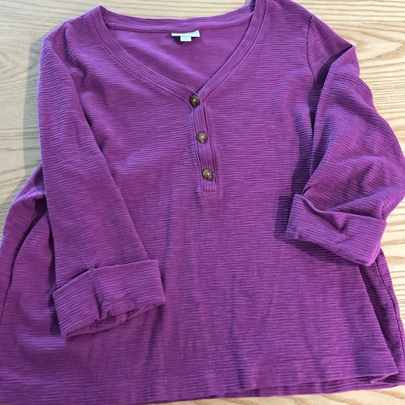 J. Jill Purple V Neck Top. Size XL Petite. - Picture 3 of 6